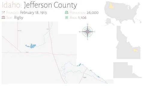 Map of Jefferson County in Idaho Stock Illustration