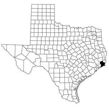 Map of Jefferson County in Texas state on white background. single County m.. Stock Illustration