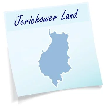 Map of jerichower-land as sticky note Stock Illustration