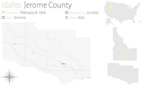 Map of Jerome County in Idaho Stock Illustration