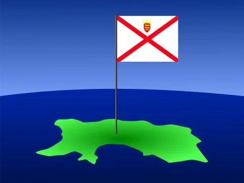 Map of jersey with flag Stock Illustration