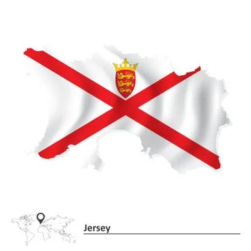 Map of Jersey with flag Stock Illustration