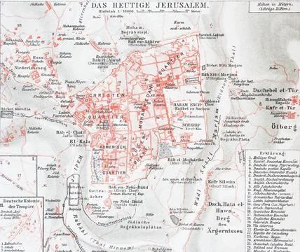 Map of Jerusalem in 1888 Historic digitally restored reproduction of an Stock Photos