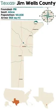 Map of Jim Wells County in Texas Stock Illustration