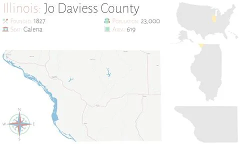 Map of Jo Daviess County in Illinois Stock Illustration