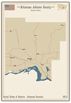 Map of Johnson County in Arkansas Stock Illustration