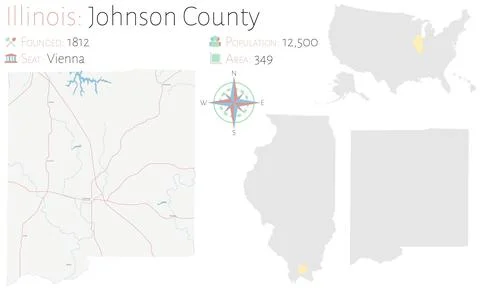 Map of Johnson County in Illinois Illustrazione stock