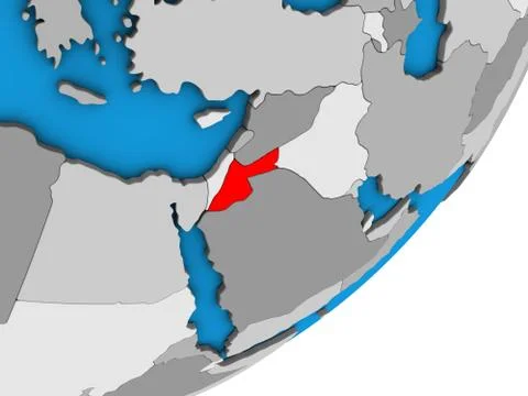 Map of Jordan on 3D globe Illustrazione stock