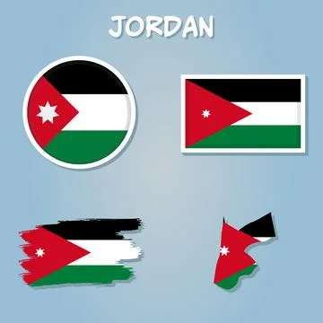 Map of Jordan with flag vector illustration. Stock Illustration