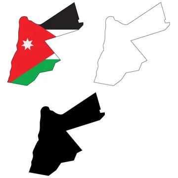 Map of Jordan. Jordan Map. Flag of Jordan maps territory. Outline map Иллюстрация