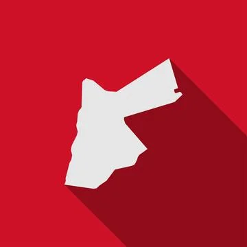 Map of Jordan on red Background with long shadow Stock Illustration