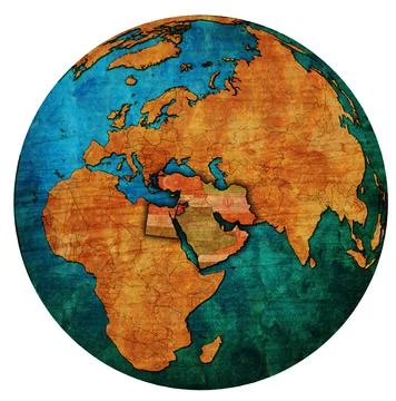 Map of Jordan territory located in middle east region with country flags over Ilustração Stock