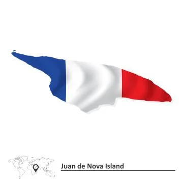 Map of Juan de Nova Island with flag Stock Illustration