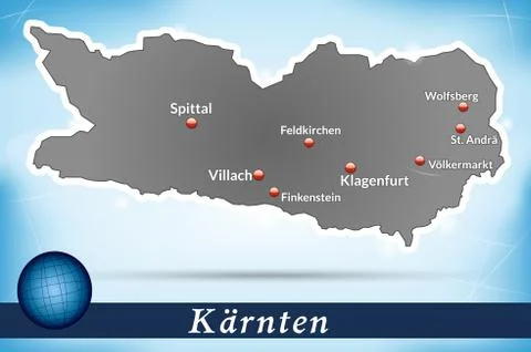 Map of kaernten with abstract background in blue Stock Illustration