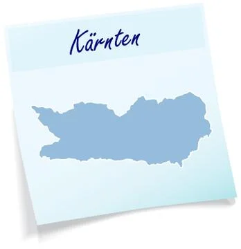 Map of kaernten as sticky note Illustrazione stock