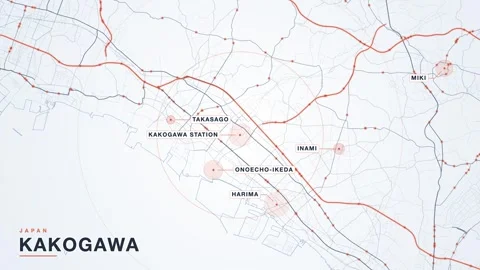 Map of Kakogawa Stock-Footage 340992934