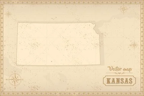 Map of Kansas in the old style Stock Illustration