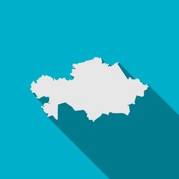 Map of Kazakhstan on Blue Background with long shadow Stock Illustration