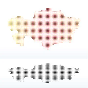 Map of  Kazakhstan with Dot Pattern Stock Illustration