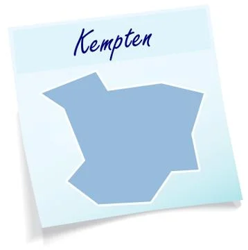 Map of kempten as sticky note Ilustración de archivo