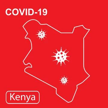 Map of Kenia labeled COVID-19. Vector illustration of a virus, coronavirus Stock-Illustration