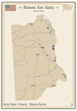 Map of Kent County in Delaware Stock Illustration