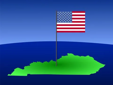 Map of kentucky with flag Illustrazione stock