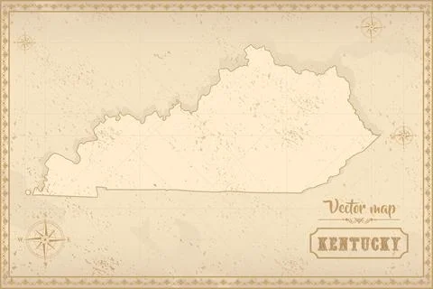 Map of Kentucky in the old style, brown graphics in retro fantasy style Illustrazione stock