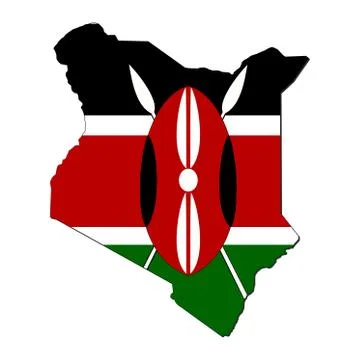 Map of kenya and their flag illustration Stock Illustration