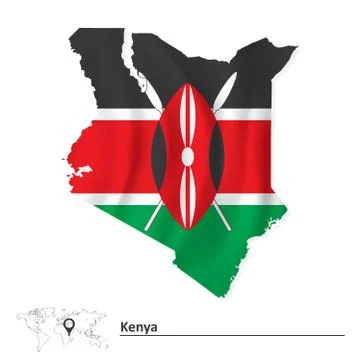 Map of Kenya with flag Stock Illustration