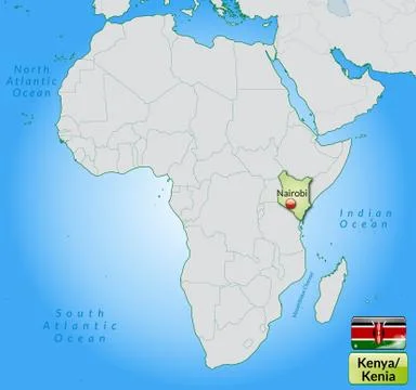 Map of kenya with main cities in pastel green Stock Illustration