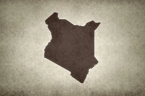 Map of Kenya printed on a paper Stock Illustration