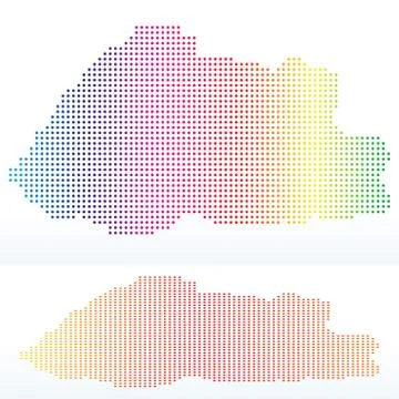 Map of Kingdom of Bhutan with with Dot Pattern 스톡 일러스트