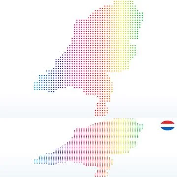 Map of Kingdom of the Netherlands with with Dot Pattern Stock Illustration