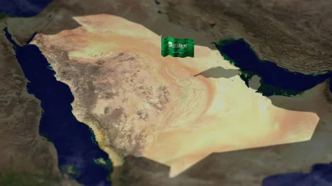 Map of the Kingdom of Saudi Arabia, with flag 動画素材 231399677