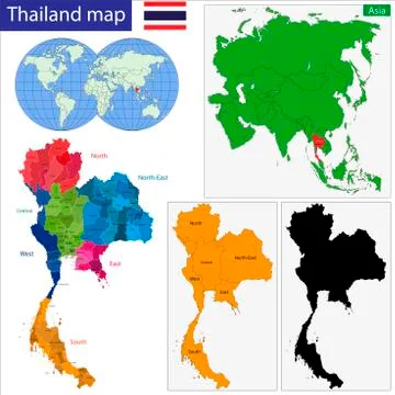 Map of Kingdom of Thailand Stock Illustration