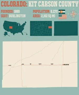 Map of Kit Carson County in Colorado Stock Illustration