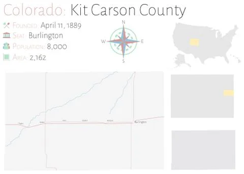 Map of Kit Carson County in Colorado Illustrazione stock