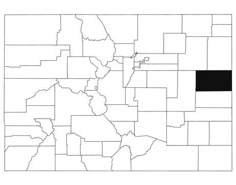 Map of kit Carson County in Colorado state on white background. single Coun.. Illustrazione stock