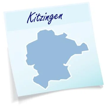 Map of kitzingen as sticky note Stock Illustration