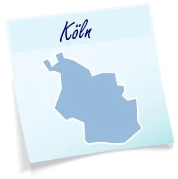 Map of koeln as sticky note Stock Illustration