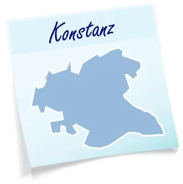 Map of konstanz as sticky note Illustrazione stock