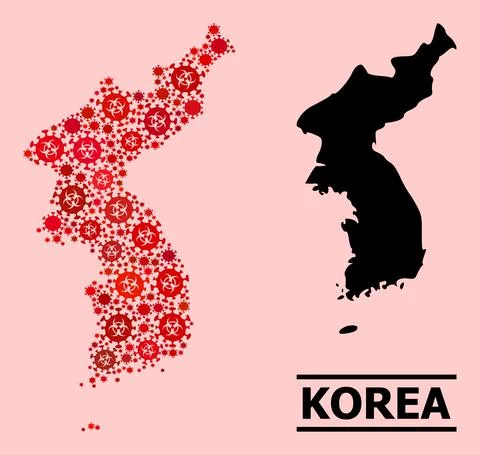 Map of Korea - Composition of Covid Biohazard Infection Elements イラスト素材
