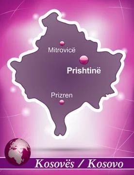 Map of kosovo with abstract background in violet Stock Illustration