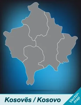 Map of kosovo with borders in bright gray Stock Illustration