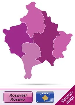 Map of kosovo with borders in violet Stock Illustration
