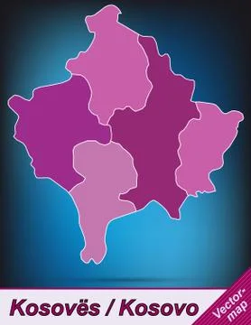 Map of kosovo with borders in violet Stock Illustration