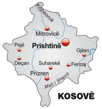 Map of kosovo as an overview map in gray Stock Illustration