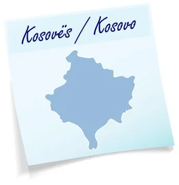 Map of kosovo as sticky note Stock Illustration