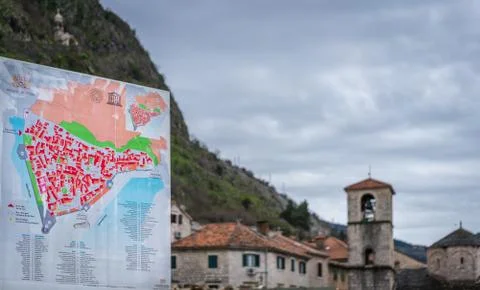 Map of Kotor Old Town Stock Photos